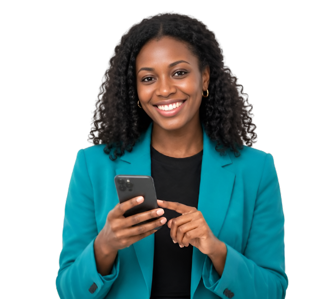 JHP SACCO member accessing services on a phone